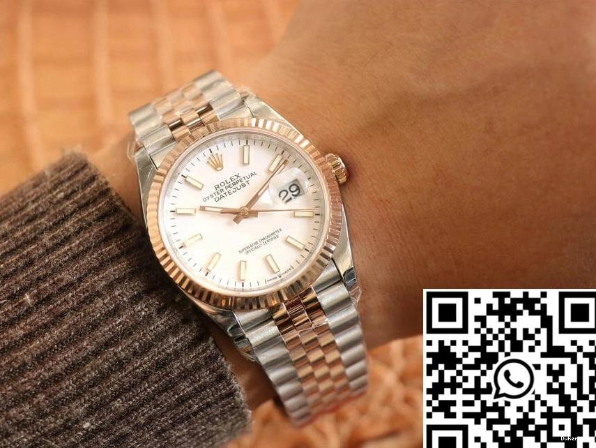 Rolex M126231-0017 White Datejust Factory EW Rose Dial Gold 0123